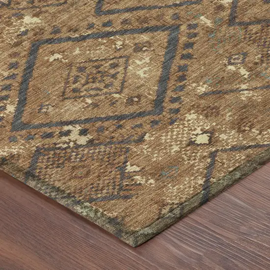 Orange And Gold Geometric Washable Indoor Outdoor Area Rug Photo 8
