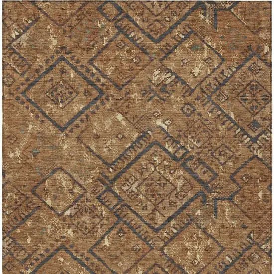 Orange And Gold Geometric Washable Indoor Outdoor Area Rug Photo 3