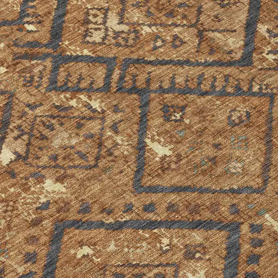 Orange And Gold Geometric Washable Indoor Outdoor Area Rug Photo 9