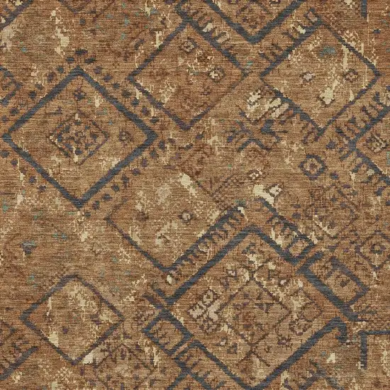 Orange And Gold Geometric Washable Indoor Outdoor Area Rug Photo 2