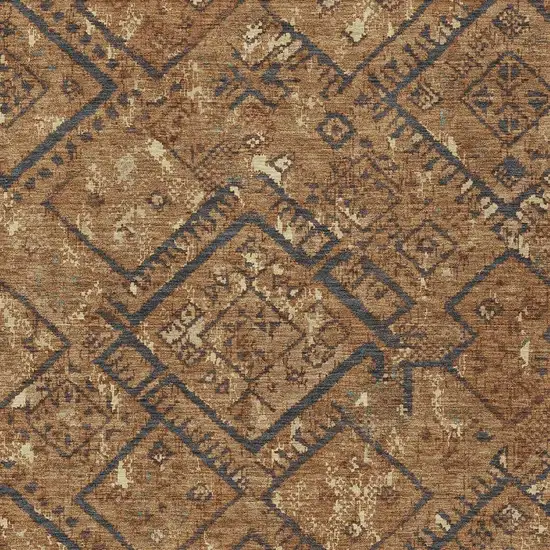 Orange And Gold Geometric Washable Indoor Outdoor Area Rug Photo 2