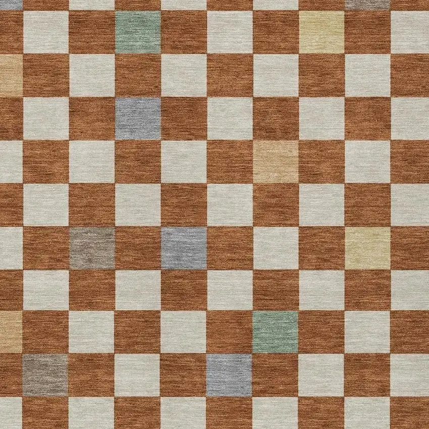 Orange And Gold Geometric Washable Indoor Outdoor Area Rug Photo 5