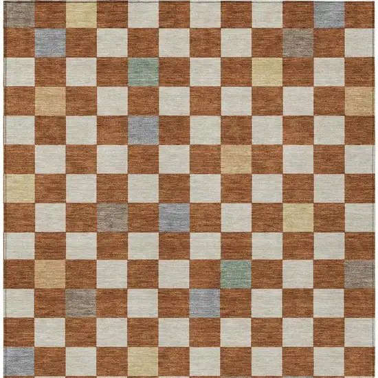 Orange And Gold Geometric Washable Indoor Outdoor Area Rug Photo 3