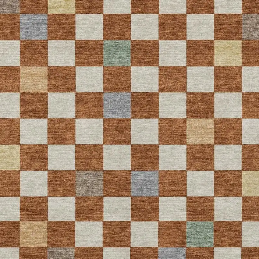 Orange And Gold Geometric Washable Indoor Outdoor Area Rug Photo 5