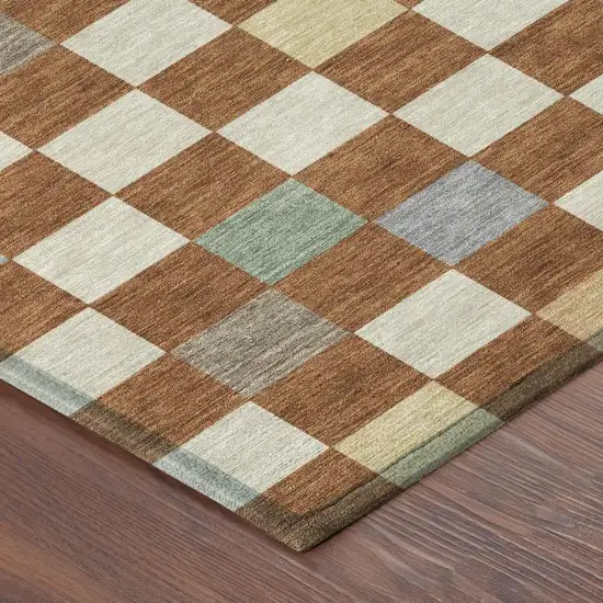 Orange And Gold Geometric Washable Indoor Outdoor Area Rug Photo 6