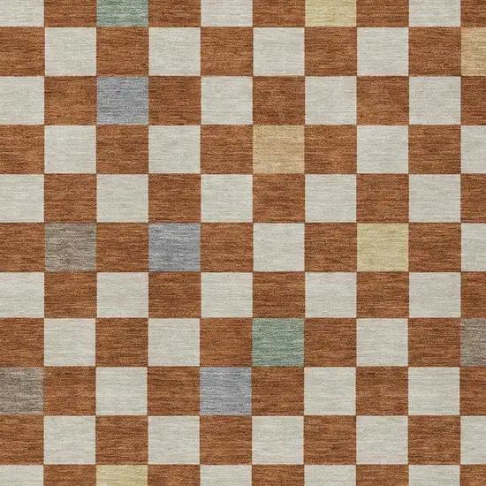 Orange And Gold Geometric Washable Indoor Outdoor Area Rug Photo 4