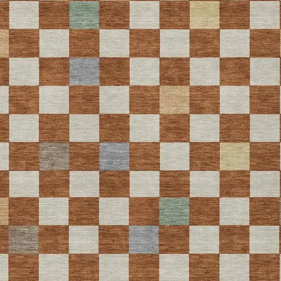 Orange And Gold Geometric Washable Indoor Outdoor Area Rug Photo 5