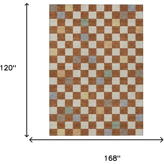 Orange And Gold Geometric Washable Indoor Outdoor Area Rug Photo 9