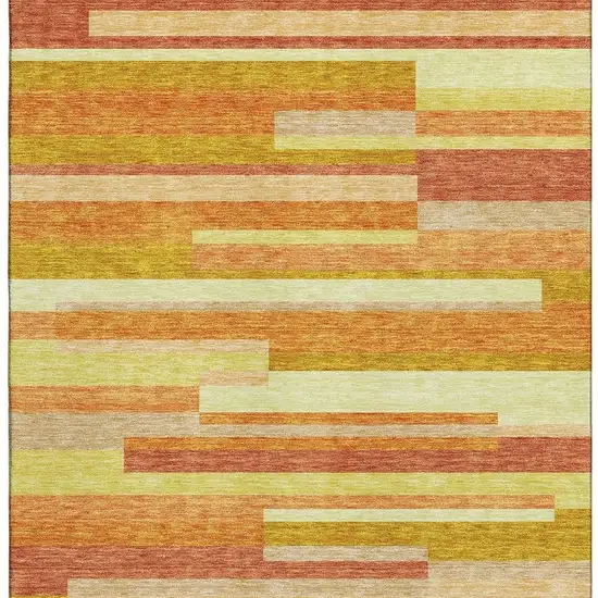 Orange And Gold Striped Washable Area Rug With UV Protection Photo 4