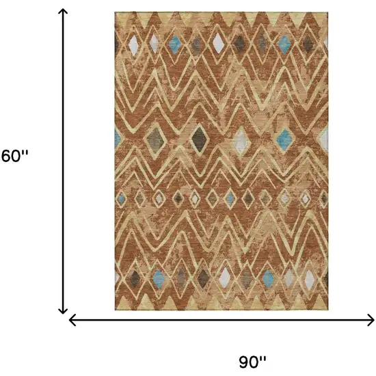 Orange And Graphite Geometric Washable Indoor Outdoor Area Rug Photo 7