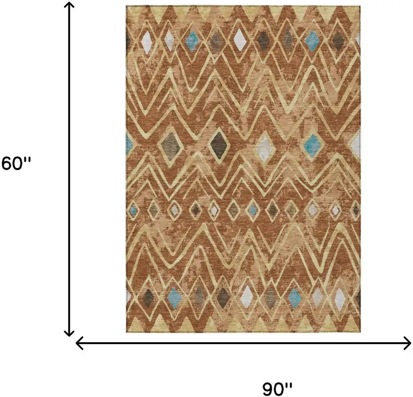Orange And Graphite Geometric Washable Indoor Outdoor Area Rug Photo 7