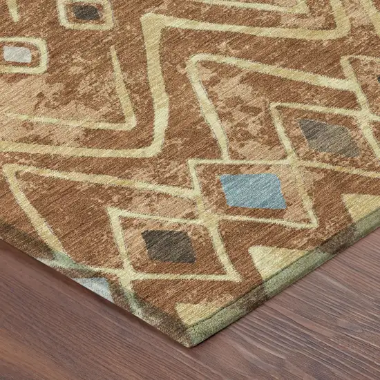 Orange And Graphite Geometric Washable Indoor Outdoor Area Rug Photo 5