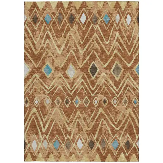 Orange And Graphite Geometric Washable Indoor Outdoor Area Rug Photo 4