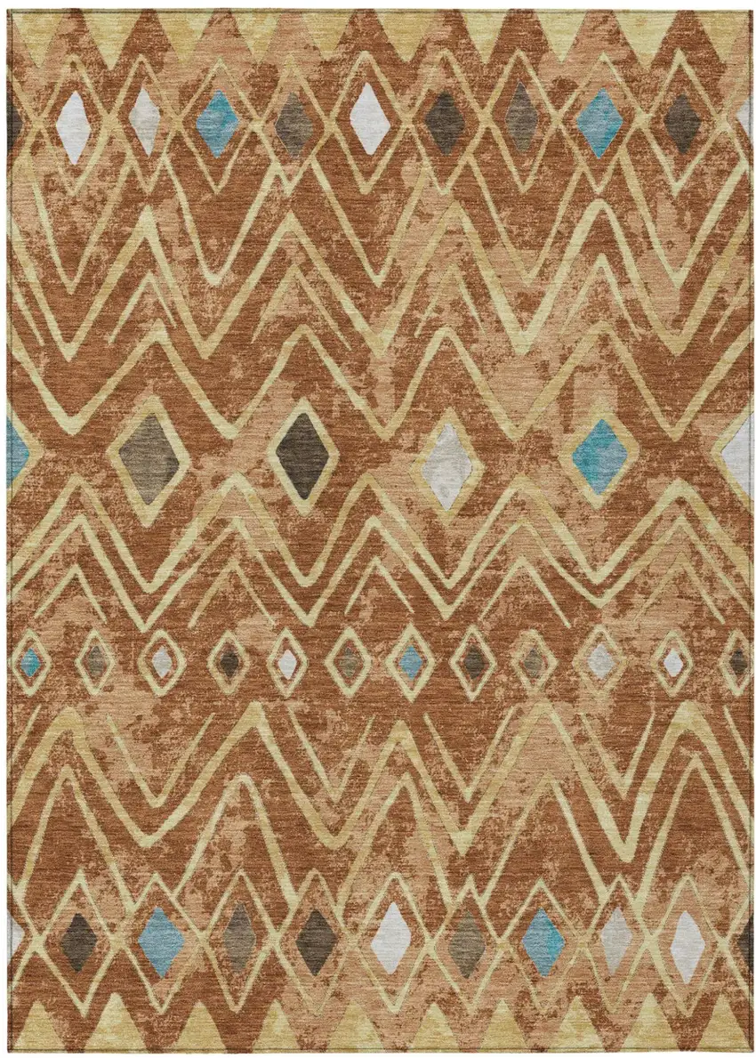Orange And Graphite Geometric Washable Indoor Outdoor Area Rug Photo 2
