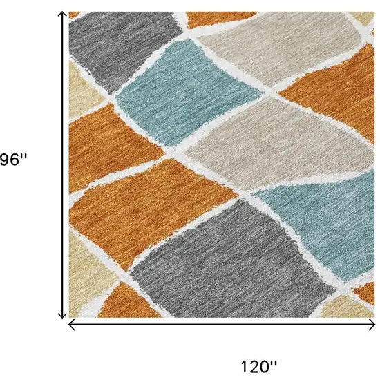 Orange And Graphite Geometric Washable Indoor Outdoor Area Rug Photo 5