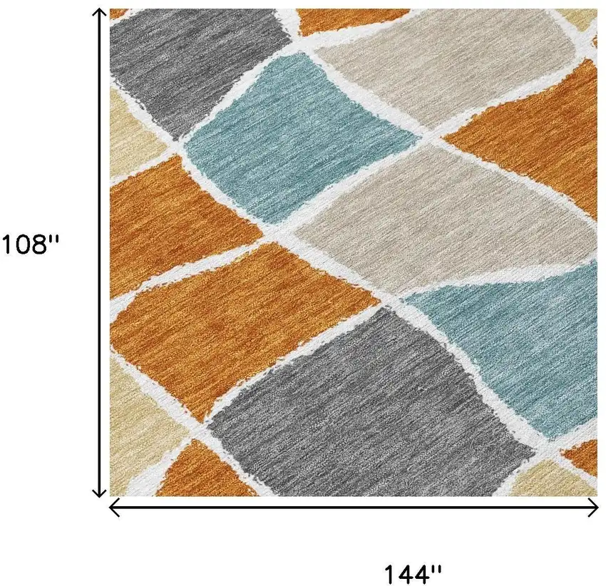 Orange And Graphite Geometric Washable Indoor Outdoor Area Rug Photo 5