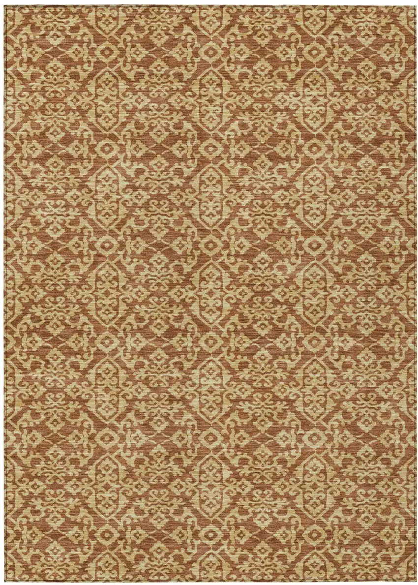 Orange And Graphite Oriental Washable Indoor Outdoor Area Rug Photo 2