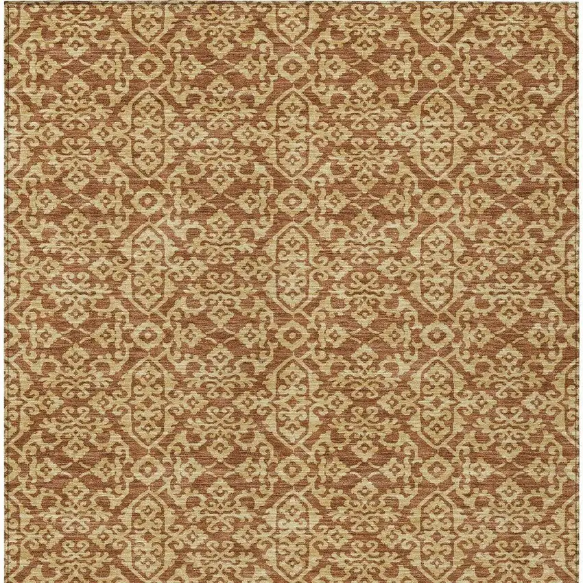 Orange And Graphite Oriental Washable Indoor Outdoor Area Rug Photo 4