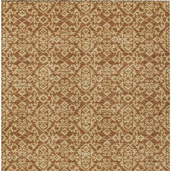 Orange And Graphite Oriental Washable Indoor Outdoor Area Rug Photo 4