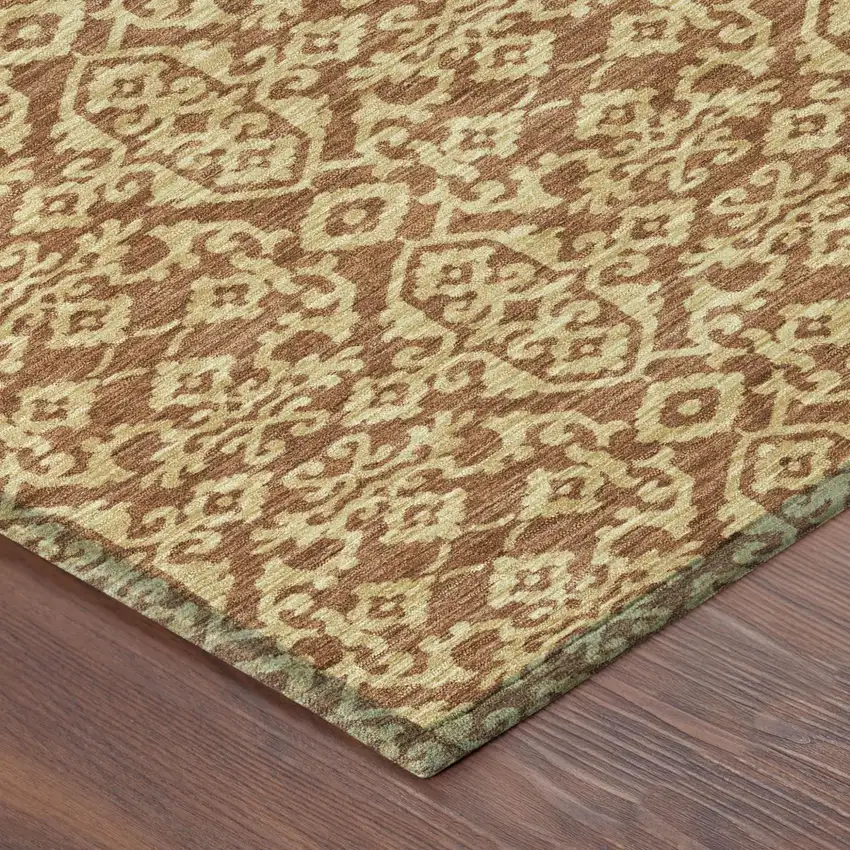 Orange And Graphite Oriental Washable Indoor Outdoor Area Rug Photo 5