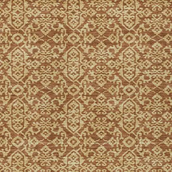 Orange And Graphite Oriental Washable Indoor Outdoor Area Rug Photo 3