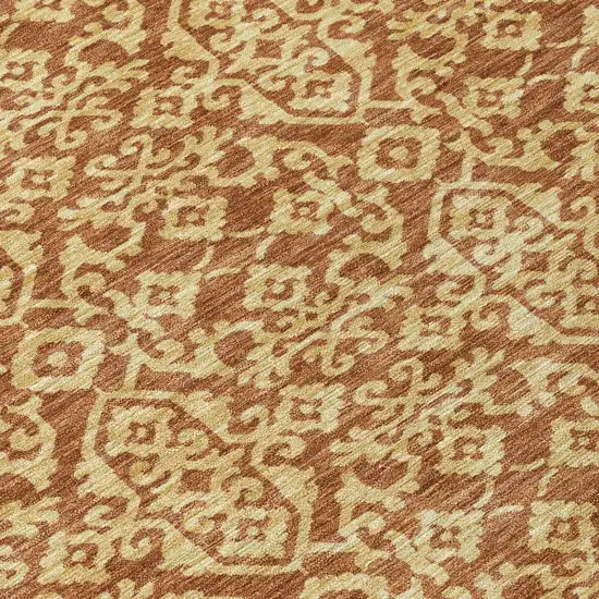 Orange And Graphite Oriental Washable Indoor Outdoor Area Rug Photo 6