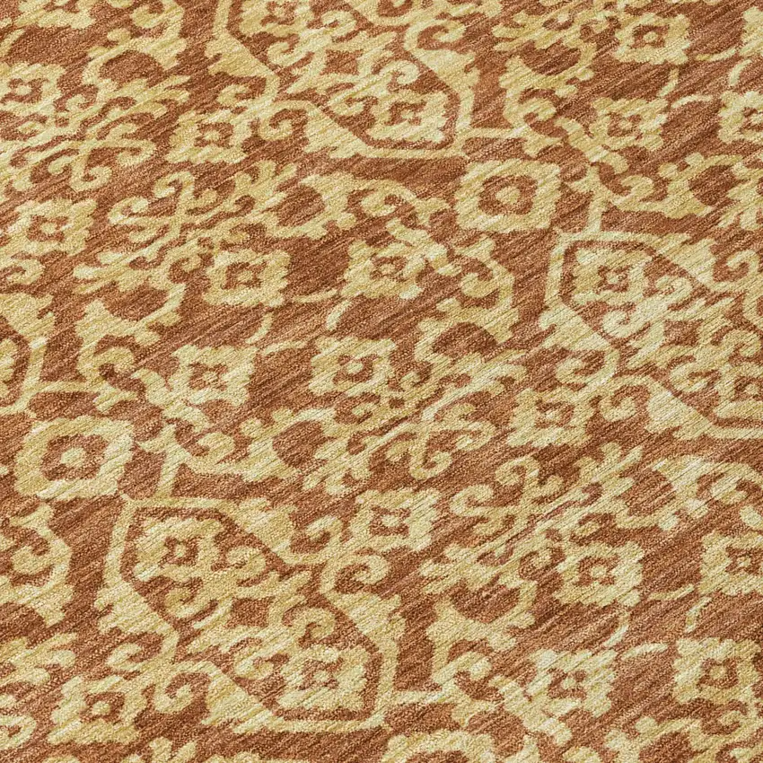Orange And Graphite Oriental Washable Indoor Outdoor Area Rug Photo 6