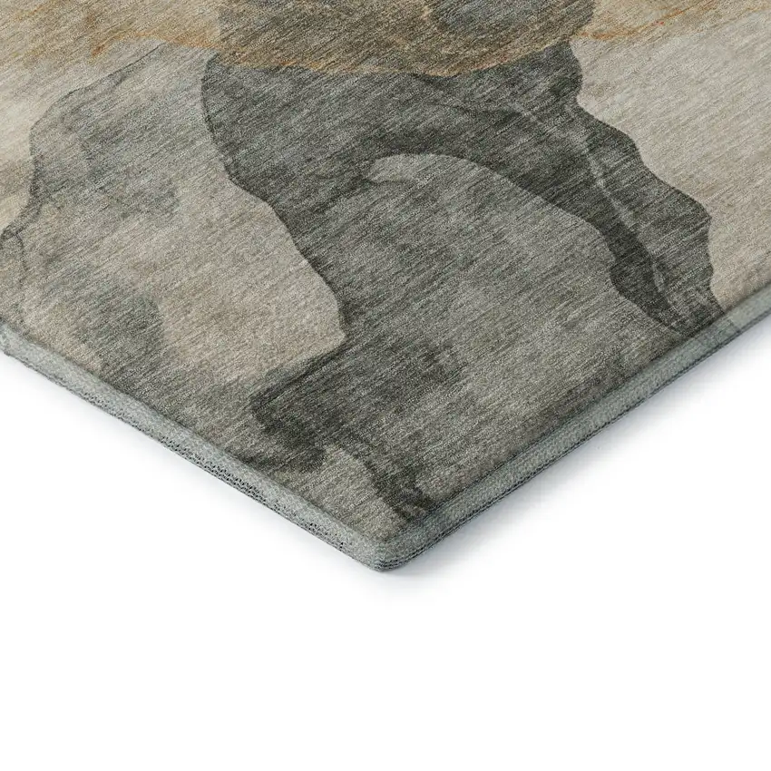 Orange And Gray Abstract Washable Area Rug With UV Protection Photo 6