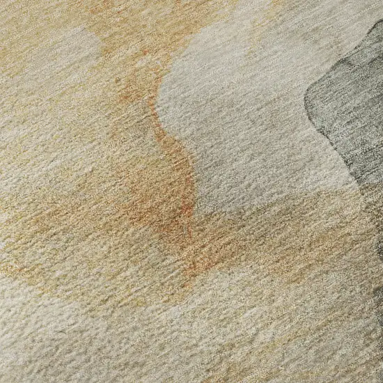 Orange And Gray Abstract Washable Area Rug With UV Protection Photo 8