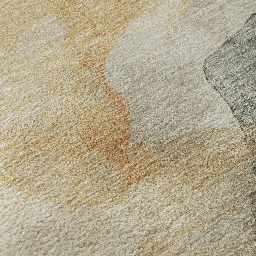 Orange And Gray Abstract Washable Area Rug With UV Protection Photo 8