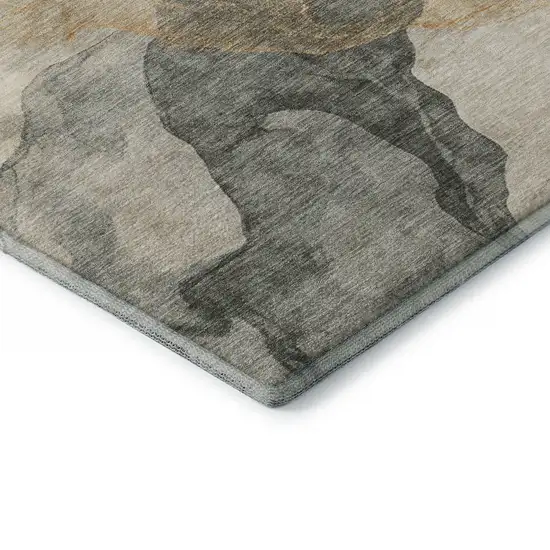 Orange And Gray Abstract Washable Area Rug With UV Protection Photo 7