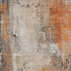Photo of Orange And Gray Abstract Washable Indoor Outdoor Area Rug