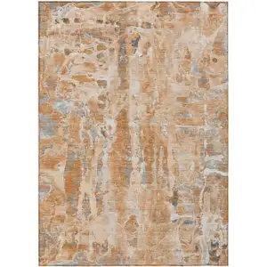 Photo of Orange And Gray Abstract Washable Indoor Outdoor Area Rug