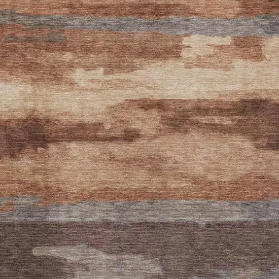 Orange And Gray Abstract Washable Indoor Outdoor Area Rug Photo 6