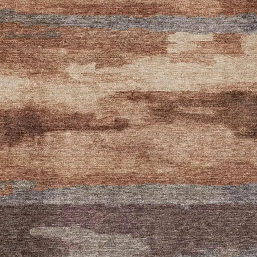 Orange And Gray Abstract Washable Indoor Outdoor Area Rug Photo 6