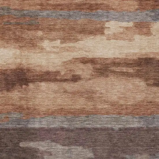Orange And Gray Abstract Washable Indoor Outdoor Area Rug Photo 8