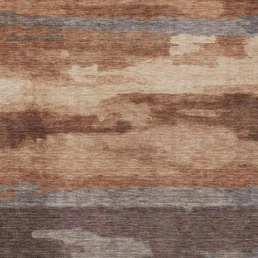 Orange And Gray Abstract Washable Indoor Outdoor Area Rug Photo 8