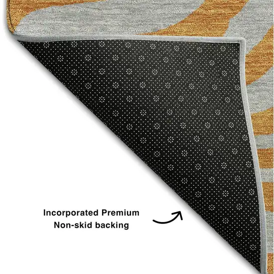 Orange And Gray Animal Print Washable Area Rug With UV Protection Photo 6
