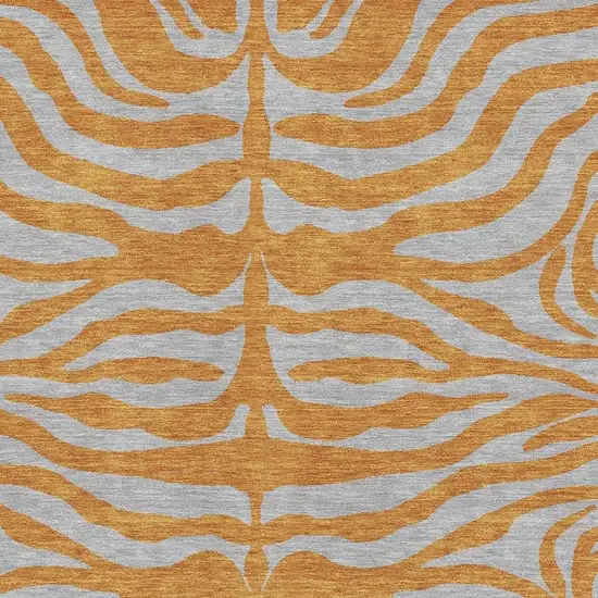 Orange And Gray Animal Print Washable Area Rug With UV Protection Photo 2