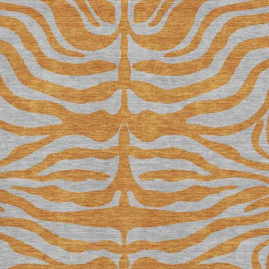 Orange And Gray Animal Print Washable Area Rug With UV Protection Photo 2