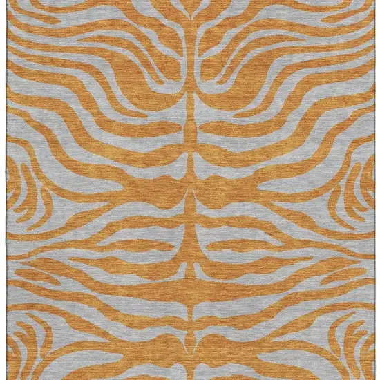 Orange And Gray Animal Print Washable Area Rug With UV Protection Photo 3