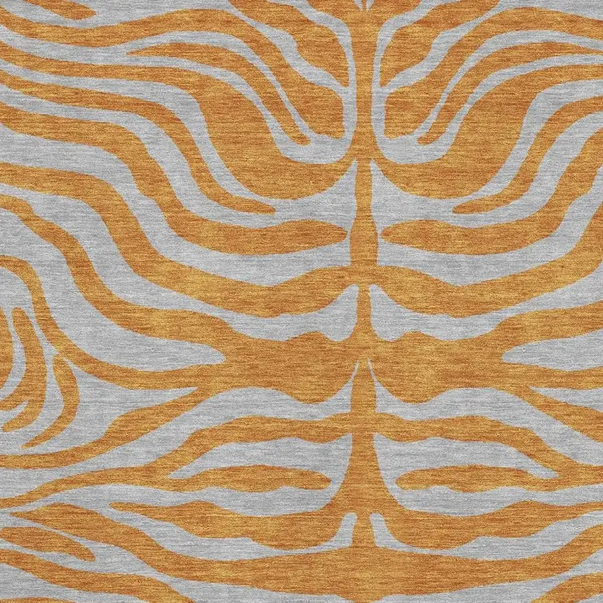 Orange And Gray Animal Print Washable Area Rug With UV Protection Photo 2