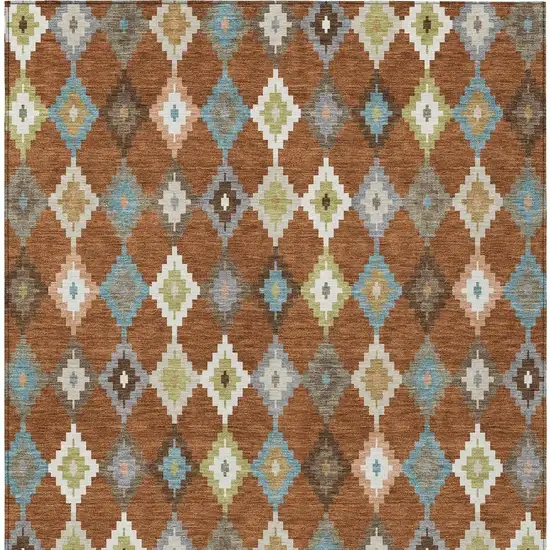 Orange And Gray Aztec Washable Indoor Outdoor Area Rug Photo 4