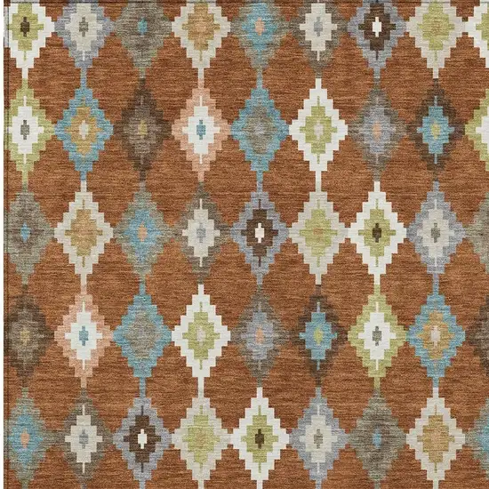 Orange And Gray Aztec Washable Indoor Outdoor Area Rug Photo 3