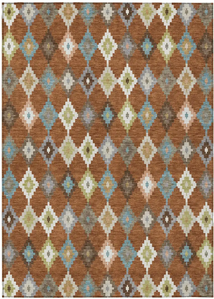 Orange And Gray Aztec Washable Indoor Outdoor Area Rug Photo 2