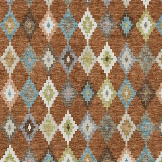 Orange And Gray Aztec Washable Indoor Outdoor Area Rug Photo 3