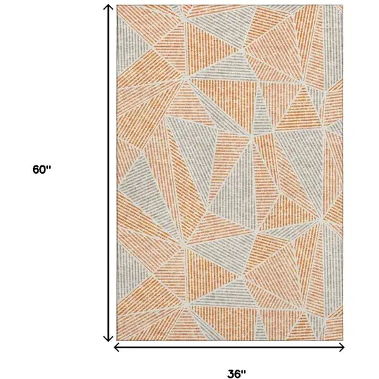 Orange And Gray Geometric Washable Area Rug With UV Protection Photo 3