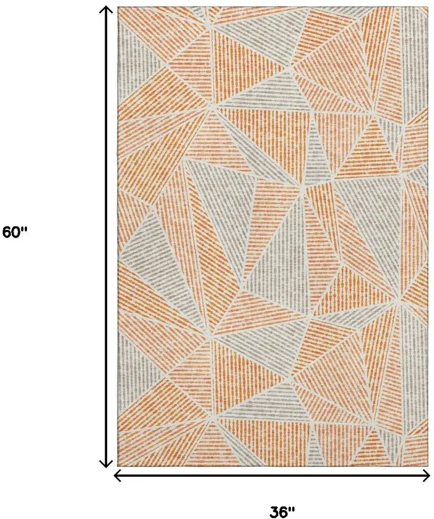 Orange And Gray Geometric Washable Area Rug With UV Protection Photo 3