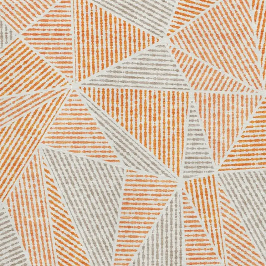 Orange And Gray Geometric Washable Area Rug With UV Protection Photo 3