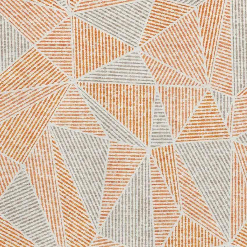 Orange And Gray Geometric Washable Area Rug With UV Protection Photo 3